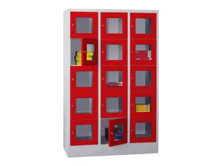 lockerkast,HxBxD 1850x1200x500mm,3x5vakken,RAL7035,front RAL3000 - 2