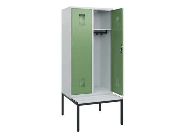 locker met bank,HxBxD 1950x800x815mm,2vak,vak B 400mm,cilinderslot