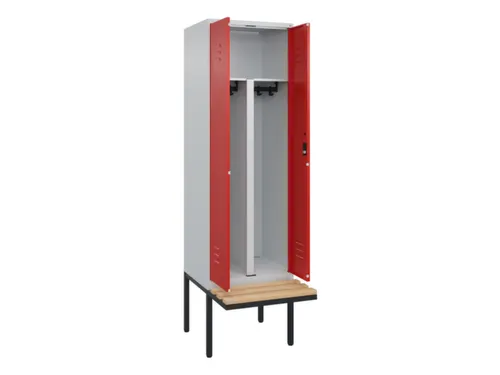 PBM-locker met bank,HxBxD 2120x600x815mm,2vak,vak B 300mm,cil.-slot