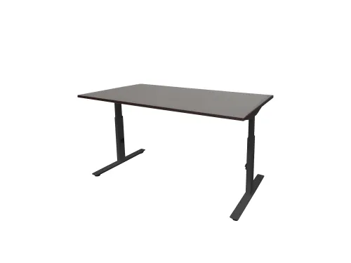 Bureau Linesto Plus Hoogte instelbaar 180x80cm Logan eik T-poot Zwart