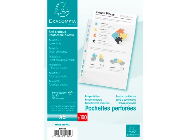 Geperforeerde Showtassen A5 Gestructureerd PP 5/100E Transparant 100st