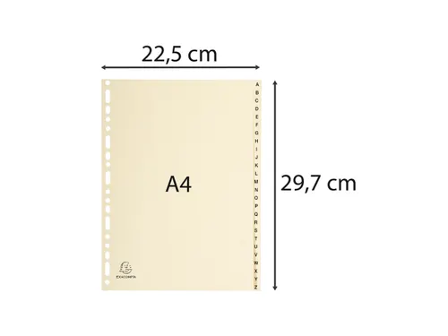 Bedrukte Tabbladen Karton 155g 26-Delig A-z 23-Gaats A4 Ivoor