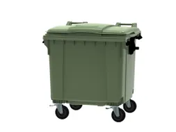Container 1100 liter vlak deksel Groen