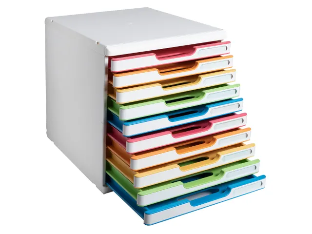 Module de classement Modulo Black Office 10 tiroirs fermés - Blanc/ar