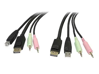 1,80m 4-in-1 USB DisplayPort KVM-switch Kabel met Audio en Microfoon - 1