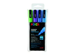 Verfstift Posca PC3M Fijne punt 0,9-1,3mm 4 stuks glitter koele kleure