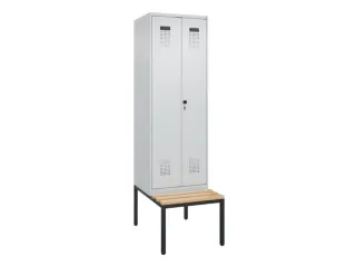 PBM-locker met bank,HxBxD 2120x600x815mm,2vak,vak B 300mm,draaigrendel - 2