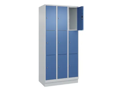 lockerkast,HxBxD 1950x900x500mm,3x3vakken,vak B 300mm,cil.-slot,sokkel