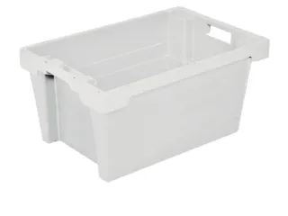 Euronorm Draaistapelbak 300x600x400mm Wanden/bodem Gesloten Wit 50l - 1