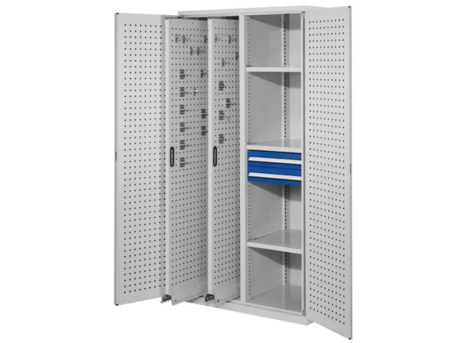 verticale kast,HxBxD 1950x1000x600mm,deur m. perforaties,RAL5010
