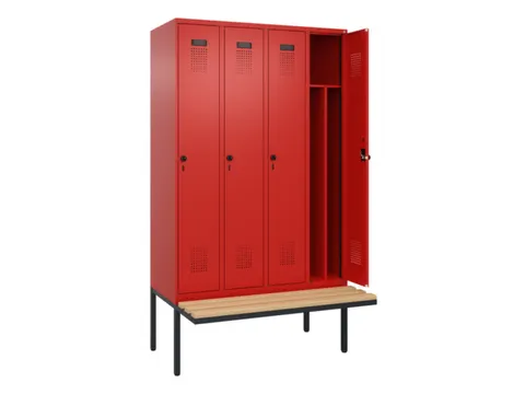 locker met bank,voor scheiding van kleding,HxBxD 2120x1200x815mm,4vak