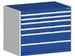 ladekast HxBxD 800x1050x650mm 6laden RAL7035 front RAL5010