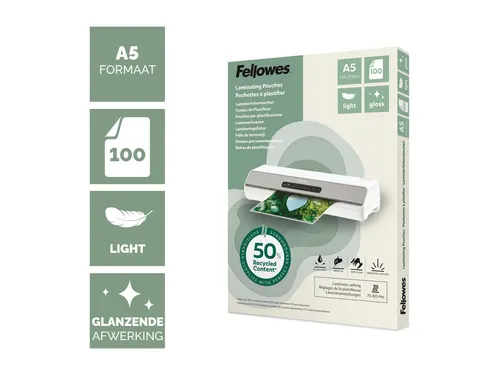 Lamineerhoes Fellowes A5 light 50% gerecycled glans 100stuks