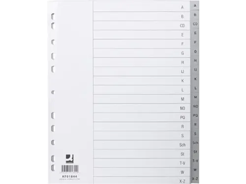 Tabbladen Set A-Z PP A4 4-Gaats 20 Tabs Grijs