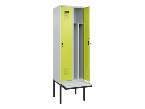 locker met bank,voor scheiding van kleding,HxBxD 2120x600x815mm,2vak