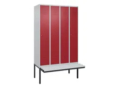 locker met bank,HxBxD 2120x1200x815mm,4vak,vak B 300mm,cil.-slot