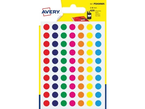 PSA08MX ronde markeringsetiketten diameter 8mm assorti