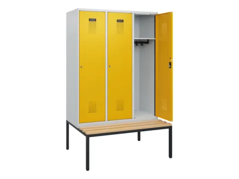locker met bank,HxBxD 1950x1200x815mm,3vak,vak B 400mm,cilinderslot