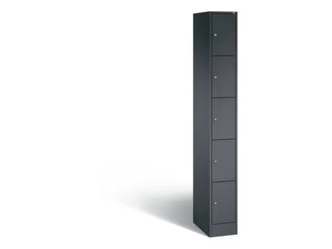lockerkast,HxBxD 1950x240x480mm,1x5vakken,romp RAL7021,front RAL7021