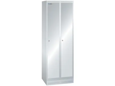 garderobekast,HxBxD 1800x600x500mm,2vak,vak B 300mm,cil.-slot,sokkel