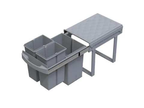 Inbouwafvalbak 15+8+8 liter Grijs