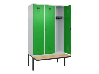 locker met bank,HxBxD 2120x1200x815mm,3vak,vak B 400mm,cilinderslot - 1