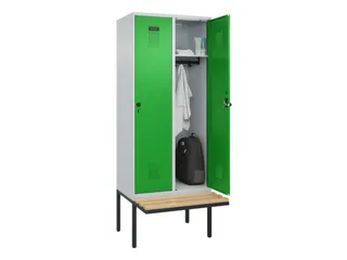 locker met bank,HxBxD 2120x800x815mm,2vak,vak B 400mm,draaigrendel - 1