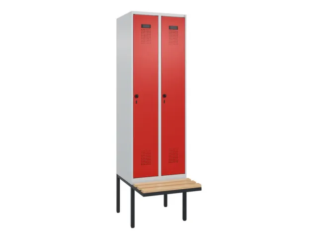 locker met bank,voor scheiding van kleding,HxBxD 2120x600x815mm,2vak