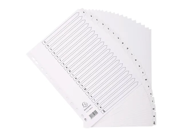 Bedrukte tabbladen met geplastificeerde tabs 20 tabs AZ A4 Wit