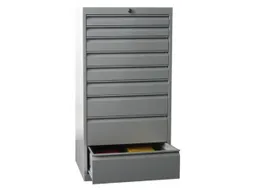 ladekast 1200x500x600mm 9laden cilinderslot RAL7035 front RAL7035