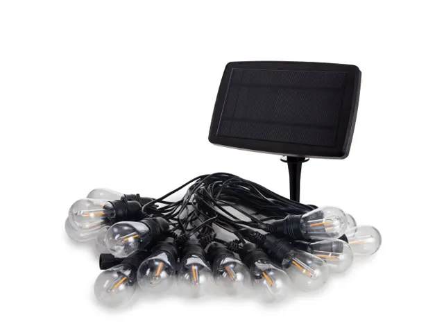 Led Lichtsnoer Solar 15 Warm Witte Lampen Zwarte Draad