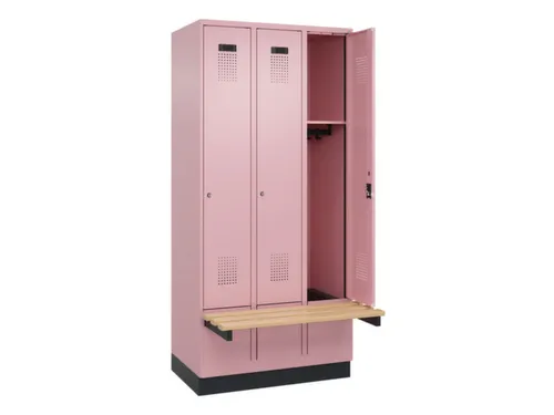 locker met bank,HxBxD 1950x900x815mm,3vak,vak B 300mm,cilinderslot