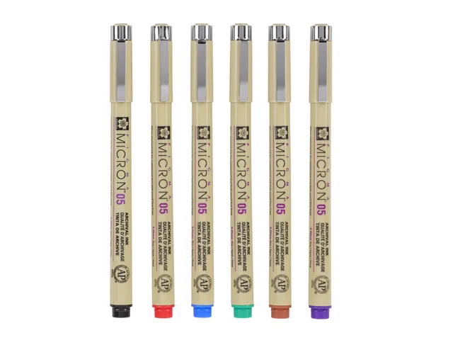 Fineliner Sakura Pigma Micron 05 basic set 6 kleuren