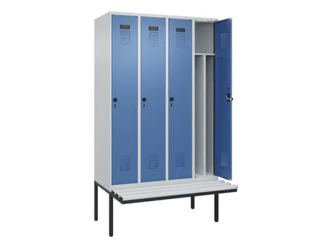 locker met bank,voor scheiding van kleding,HxBxD 2120x1200x815mm,4vak