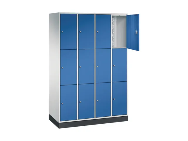 lockerkast,RAL 7035/RAL 5010,HxBxD 1950x1220x500mm,4x3vakken,cil.-slot