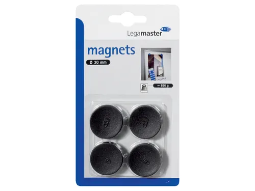 Magneet Legamaster 30mm 850gr zwart 4 stuks