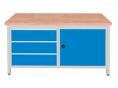 werkbank,HxBxD 860x1500x750mm,onderstel RAL5010,fronten RAL3020