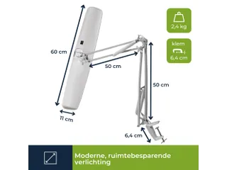 Verstelbare bureaulamp Led 3x14W Wit - 8