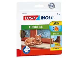 Tochtstrip Tesa Moll 05463 E profiel 9mmx6m bruin - 1