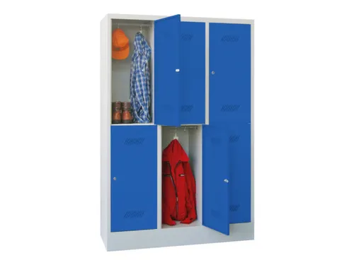 dubbeldekse locker,HxBxD 1850x1200x500mm,3x2vak.,RAL7035,front RAL5010