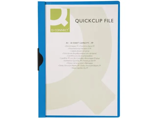 Klemmap PP Met Metalen Clip A4 30 Vel Transparant Blauw