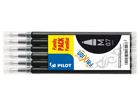 Rollerpenvulling Pilot Frixion 0.7mm Zwart Medium 6 stuks