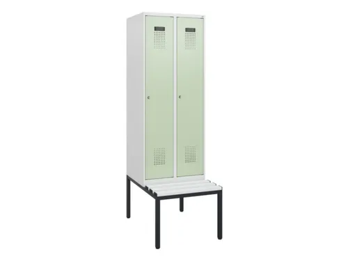 locker met bank,HxBxD 1950x600x815mm,2vak,vak B 300mm,cilinderslot