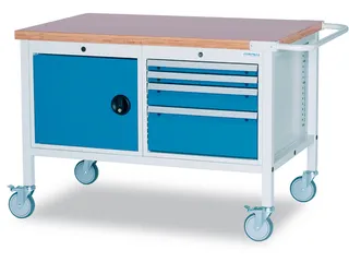 Werkplaatswagen 859x1200x750mm Werkblad 40mm Draaideuren 4laden - 2