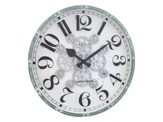 Witte Gear Klok - Grote Wandklok - 50cm - Bewegende tandwielen - "Henr - 1