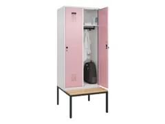 locker met bank,HxBxD 2120x800x815mm,2vak,vak B 400mm,draaigrendel