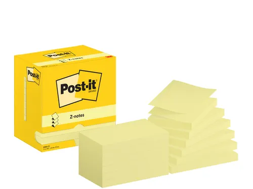 Memoblok Post-it Z-Note R350 76x127mm geel 12 stuks