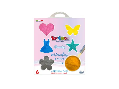 ToyColor aquarelverfset Maxi 6 Pearly kleuren en penseel