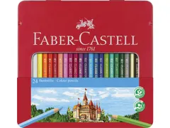 Kleurpotlood Faber-Castell Castle zeskantig metalen etui met 24 stuks