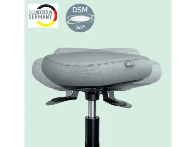 Zitkruk Leitz Ergo met wieltjes en wiebelkussen 600x470x600mm zwart